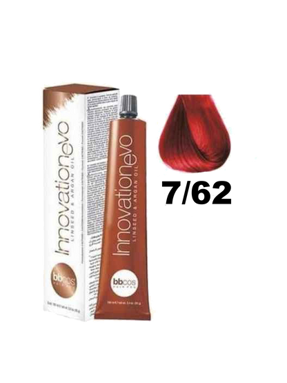 Tinte Innovation BBcos de BBCOS en tubo con coloración para cabello, mostrando la textura y tono del producto.