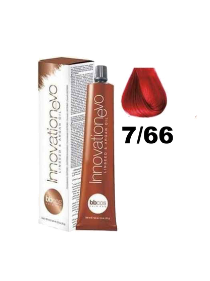 Tinte BBCOS Innovation BBcos en tubo, muestra el color rubio oscuro con reflejos naturales y acabado brillante.